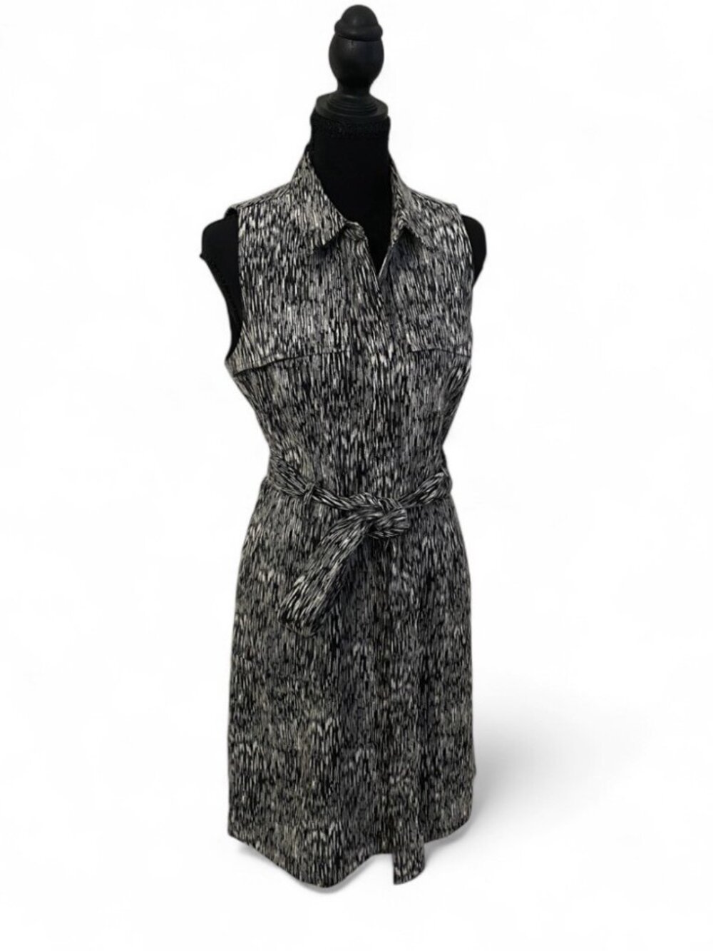 Banana Republic Heritage Dress With Belt Sash, Safari Classic Collar Black White
